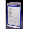 Acrylic Standing Oval Embedment Award w/ Floating Sheet & Slanted Top